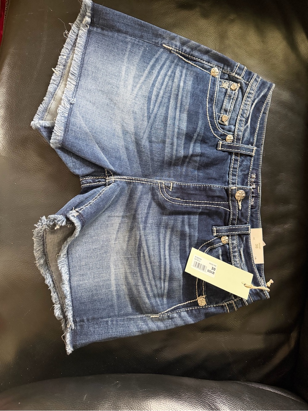 Women’s Dark Blue Denim Frayed Hem Shorts